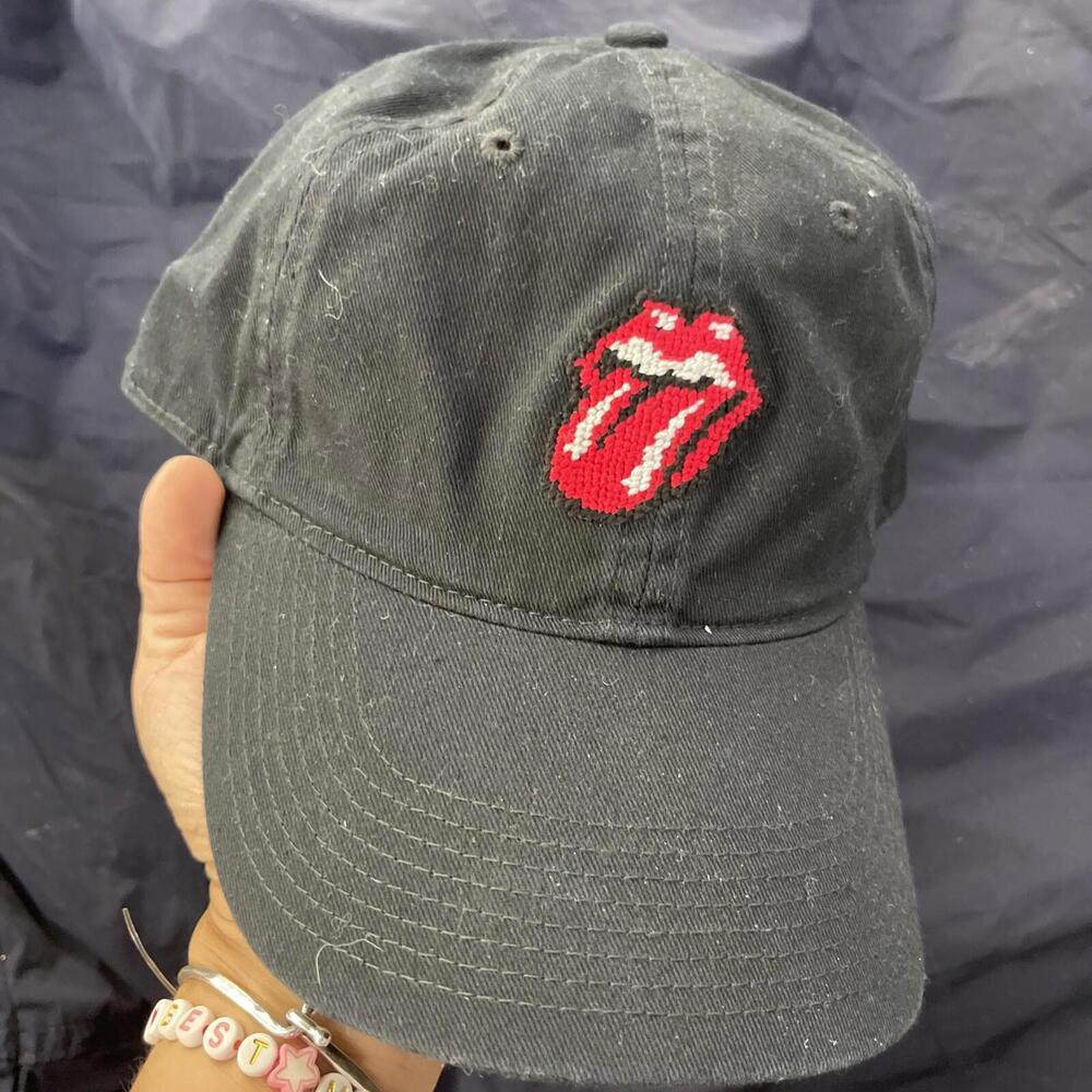 Smathers & Branson Hat Cap Men Black Needle Point Rolling Stones Hat‎ Cap H08